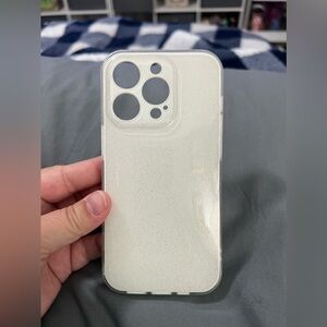 iPhone 14 Pro phone case white with sparkles
